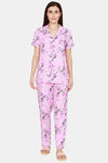 Coucou Woven Printed Pyjama Set - Pink Lady — thumbnail 4
